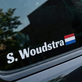 Contour gesneden - racing sticker vlag met naam eigen autostickers