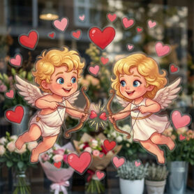 raamstickers cupido's valentijn liefde etalage stickers