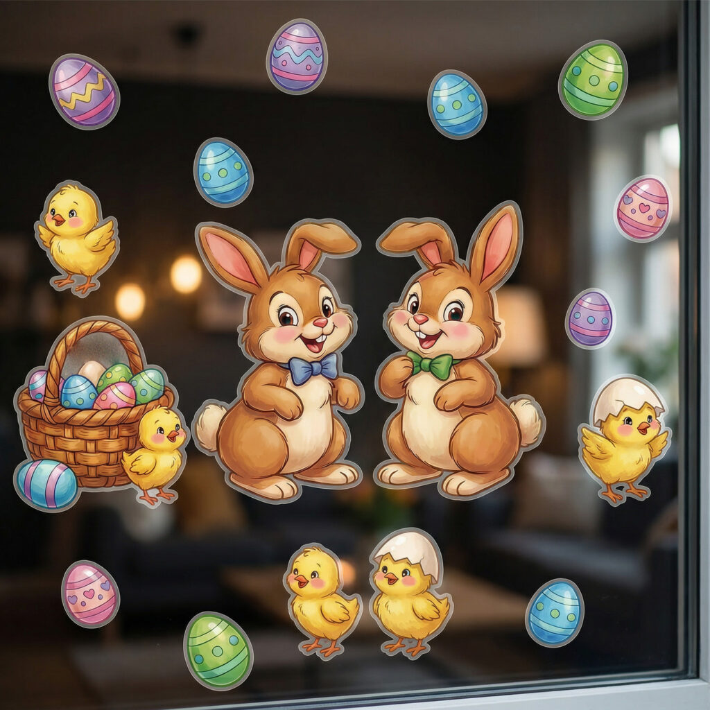 raamstickers pasen waterverf raamdecoratie groot klein mideel
