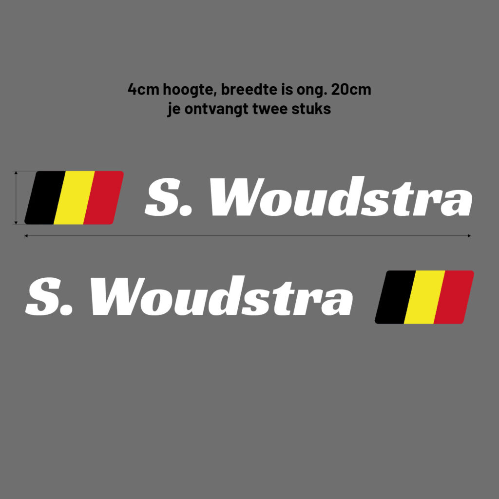 racingsticker naamsticker auto racenaam auto contour gesneden belgie wit