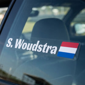 transparant - racing sticker vlag met naam eigen autostickers