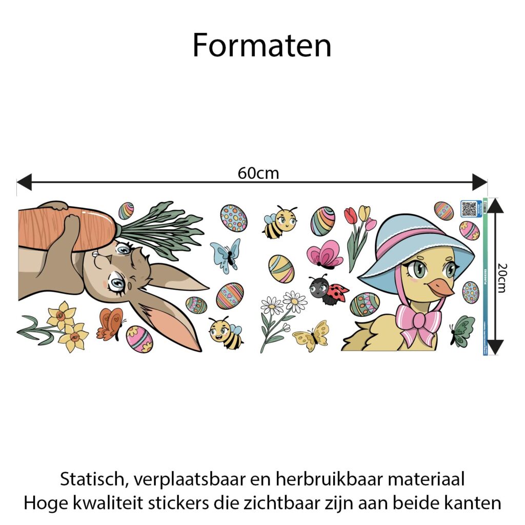 afmetingen-small Raamstickers Pasen herbruikbaar – Small formaat - Handgetekende Raamdecoratie Pasen