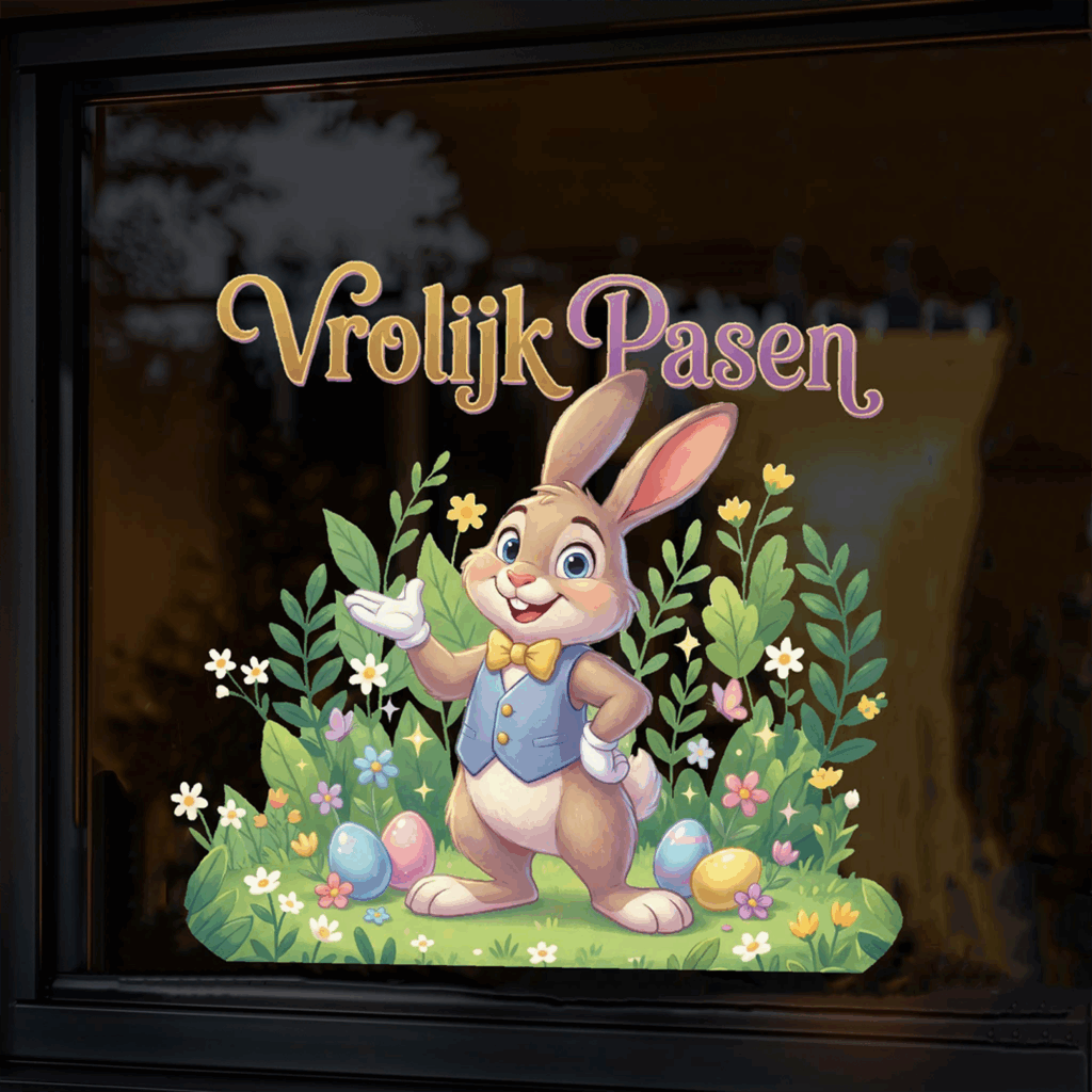 Raamstickers Pasen Herbruikbaar – Vrolijk Pasen - raamsticker
